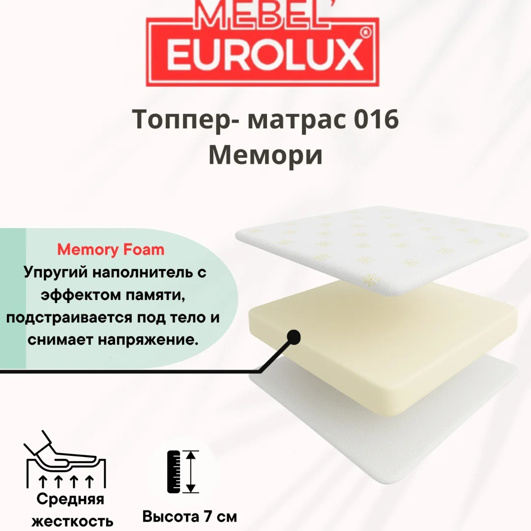 Топпер Eurolux 016, 90x200x7 см