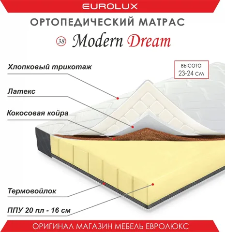 Матрас Eurolux Модерн Дрим №38, 90x200x24 см