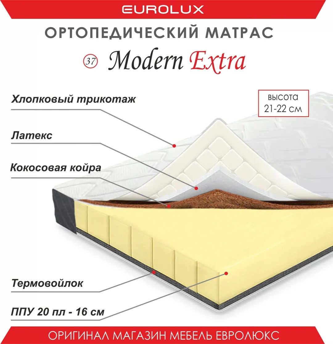 Матрас Eurolux Модерн Экстра №37, 160x200x22 см