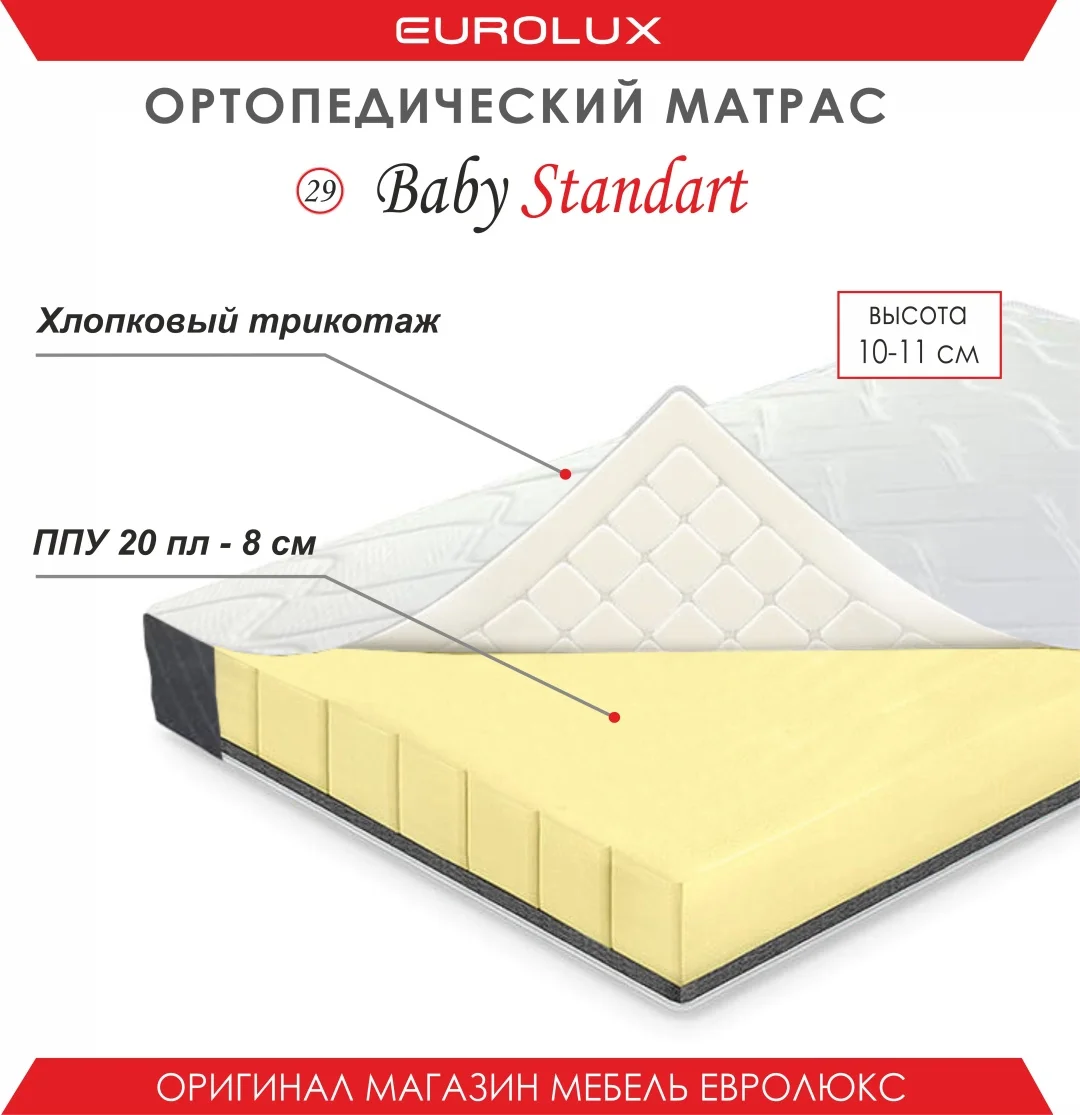 Матрас Eurolux Baby Standart, 200x200x11 см