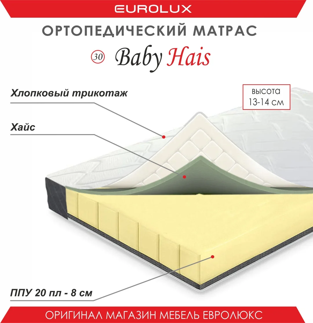 Матрас Eurolux Baby Hais, 200x200x14 см
